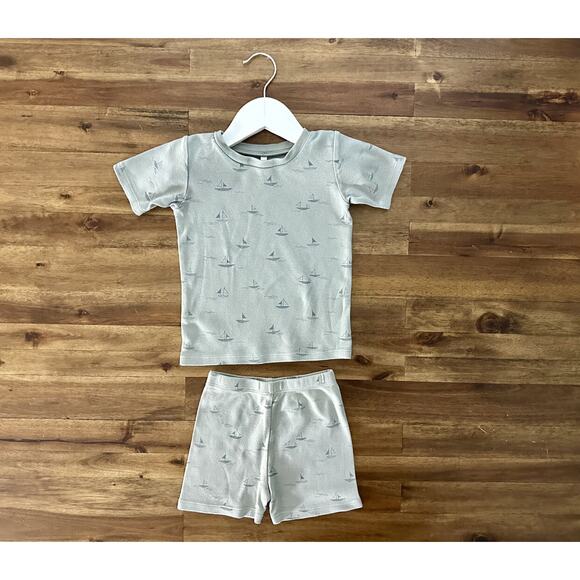 Rylee + Cru Blue Sailboats Summer Knit Short Sleeve Shorts Pajama Set Preppy 4/5 - Picture 2 of 11
